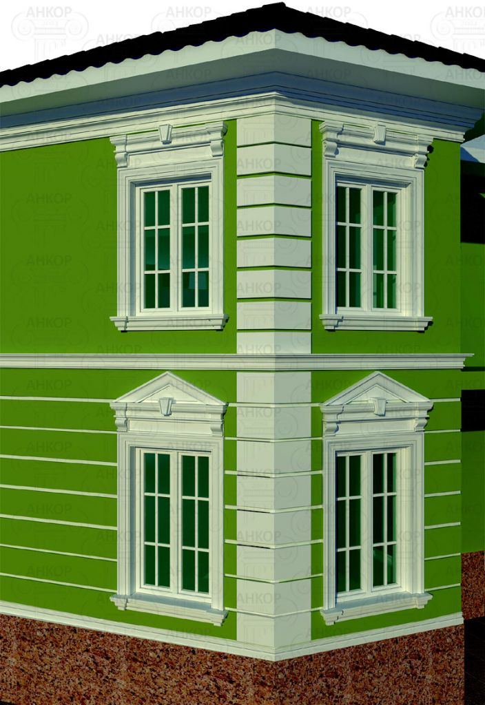 пример комплекта декор фасада дома из пенопласта