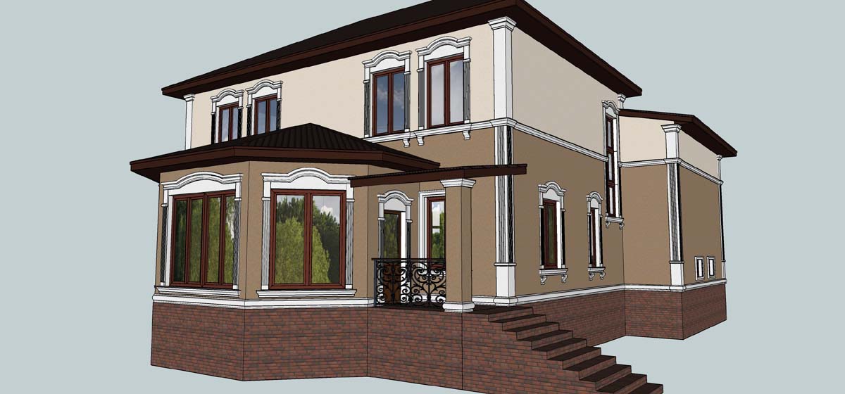 Пример 3D проекта фасада дома | artfasad.com