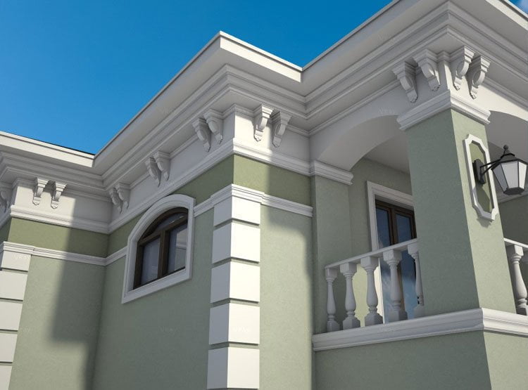 Отделка фасадов домов современными материалами. Современный коттедж, усадьба | SketchUp, Скетч Ап работы, модели