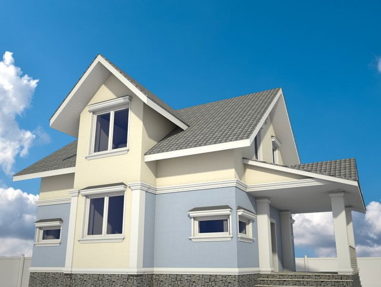 Цвет фасада дома с серой крышей: цвет фасада дома, цветовая гамма, палитра, сочетание - комбинация с крышей, цоколем, окнами, декором, фото подбор