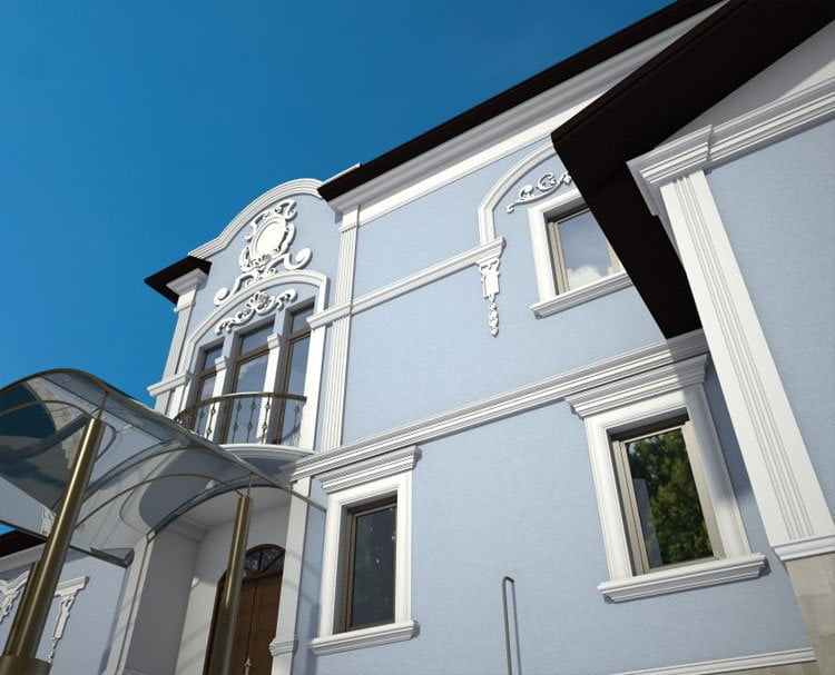 Голубые стены - белый декор: Подобрать цвет фасада дома - цвета фасадов домов