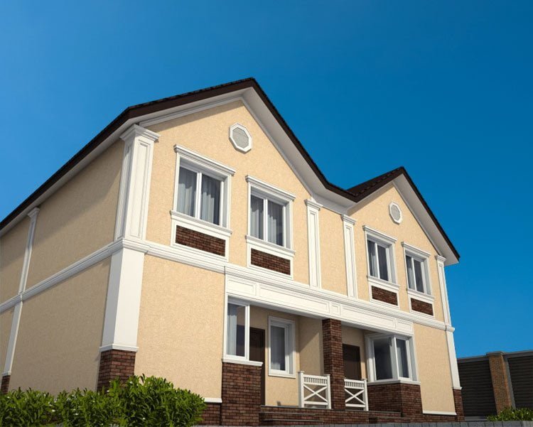 Оттенки желтого на фасаде дома с коричневой крышей: цвет фасада, цвета, палитра, сочетание - сочетание с крышей, цоколем, окнами, декором, подборка фотографий