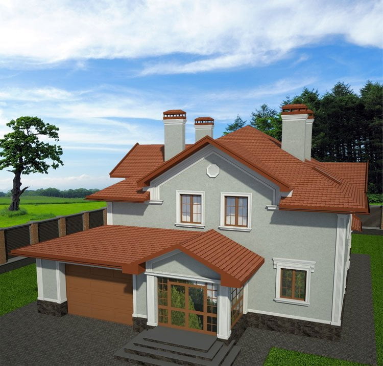Цвет фасада дома с красной крышей: цвет фасада, цветовая гамма, палитра, сочетание, комбинация, фото подбор