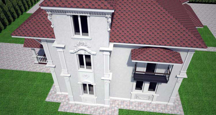 Oberflächenmaterialien für die Fassade eines Privathauses