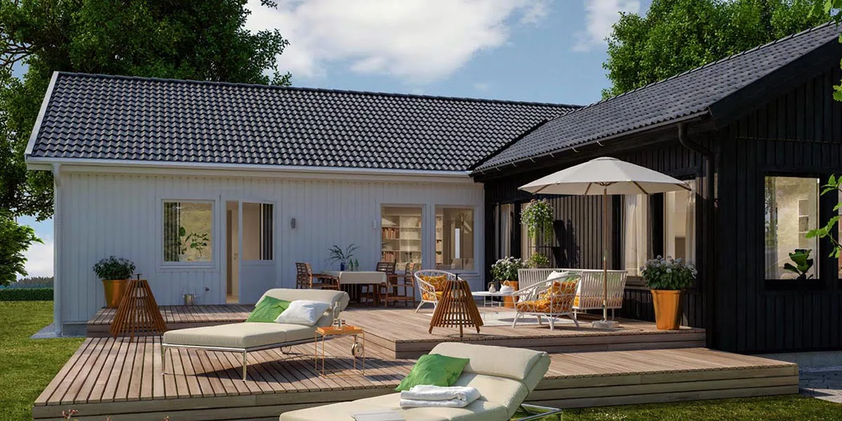 l shaped house with garage