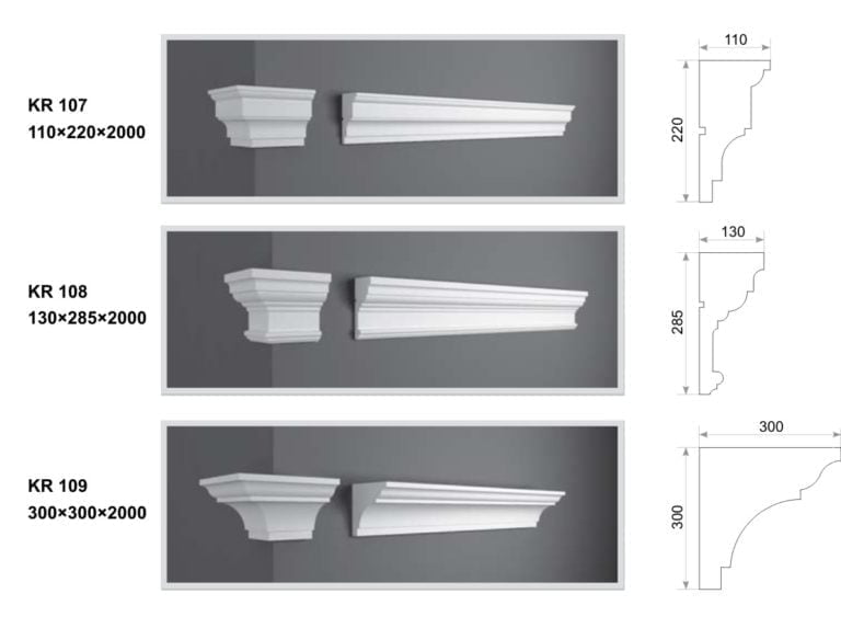 KR 107
KR 108
KR 109
ready-made under-roof cornice for the exterior of the house from foam
decorative roofing
roof cornice
buy from stock