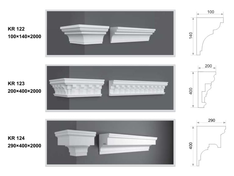 KR 122
KR 123
KR 124
ready-made under-roof cornice for the exterior of the house from foam
decorative roofing
roof cornice
buy from stock