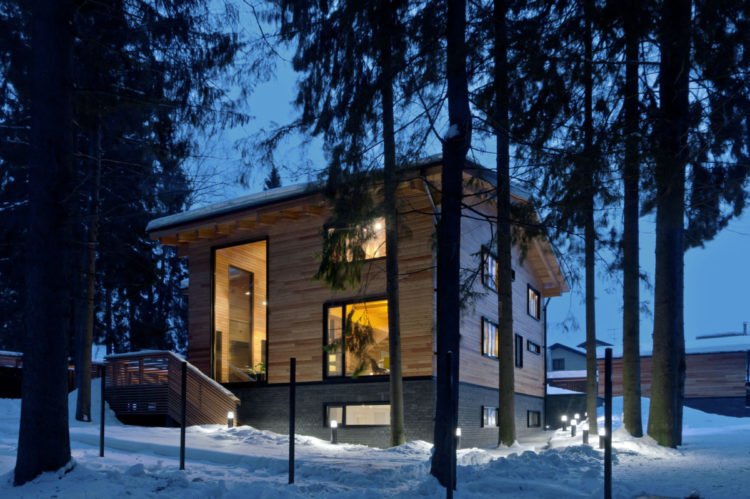 design of a country house made of timber