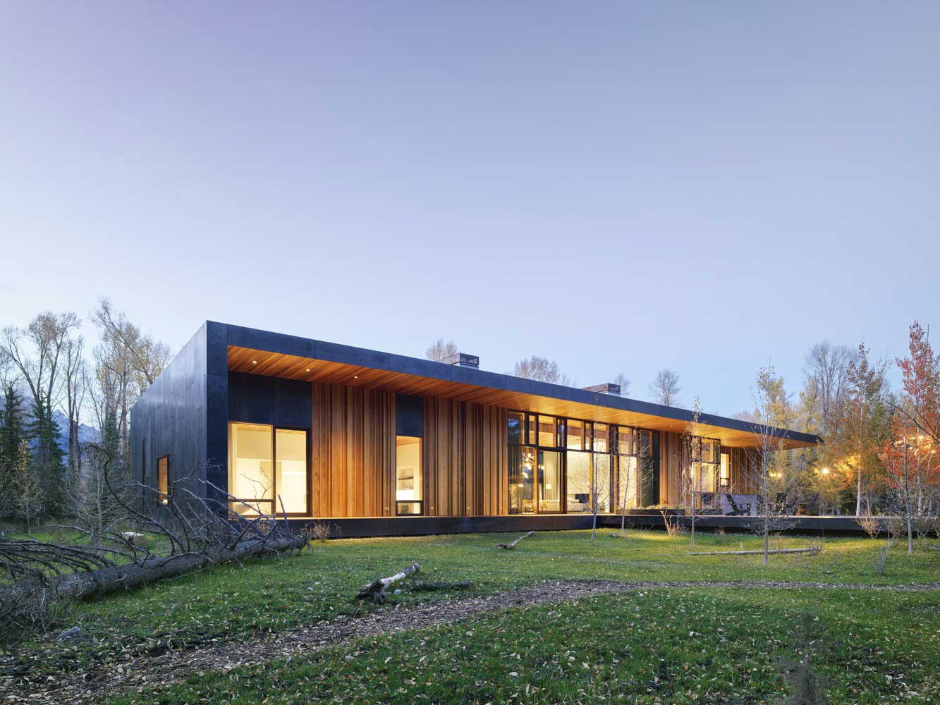 two story house with panoramic windows