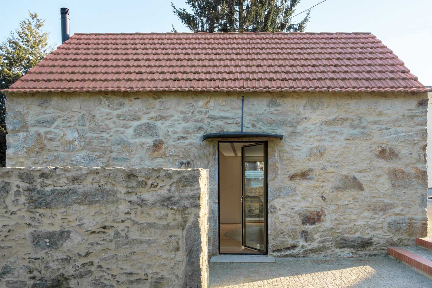 Modern 1 Story Stone House with Attic