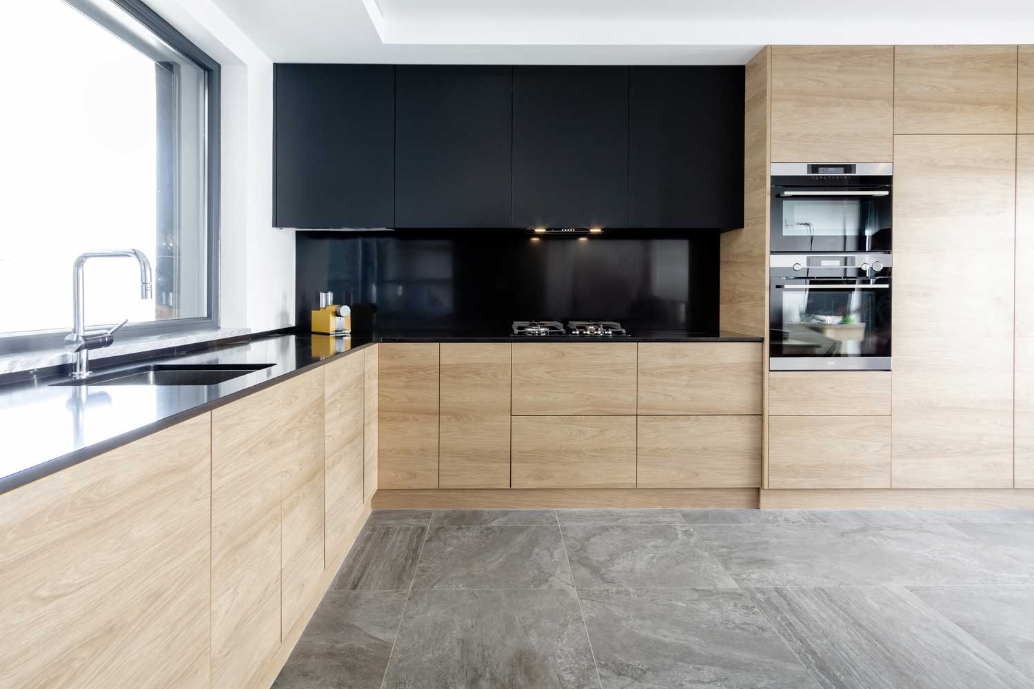 BLACK AND WHITE INTERIOR & EXTERIOR TWO-STORY HOUSE DESIGN