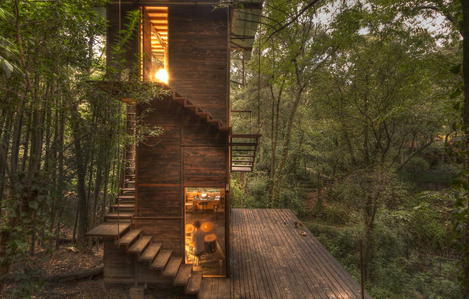 outdoor wooden stairs