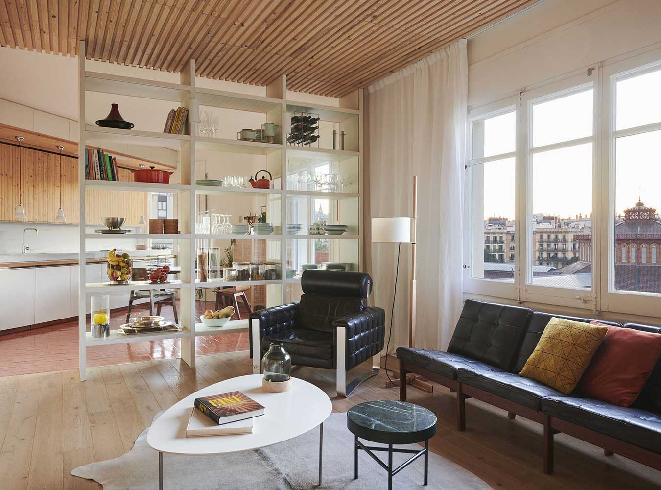 wooden slats in the interior: images