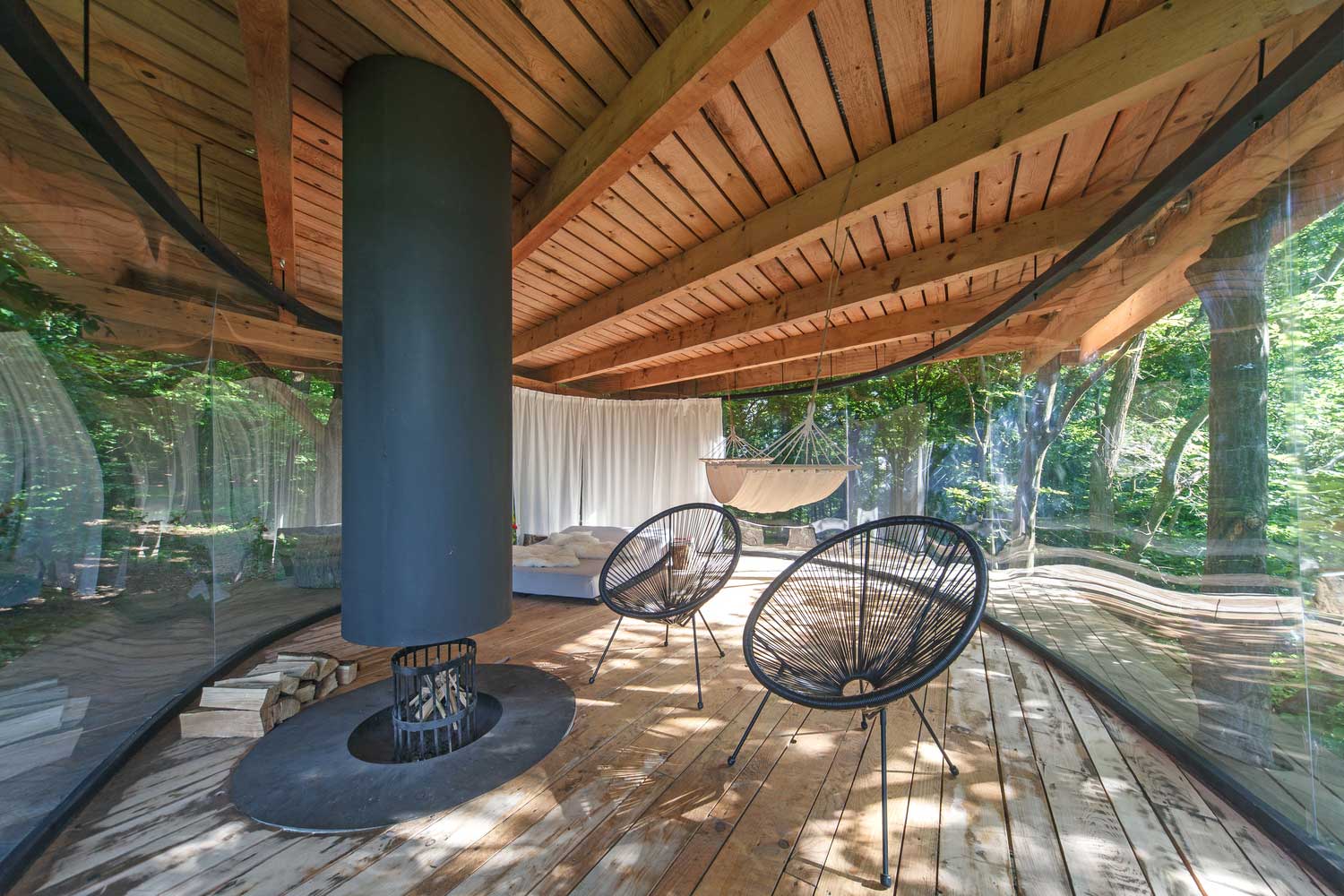 fireplace in a tree house