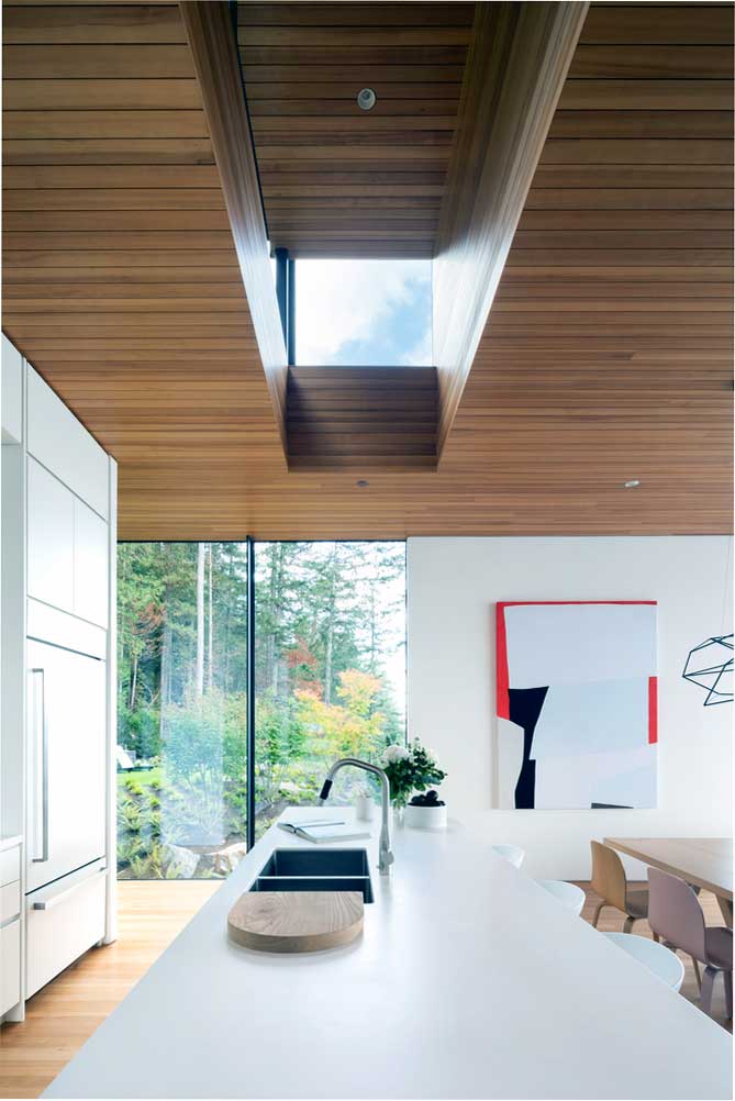Ideia de um teto trapezoidal de madeira