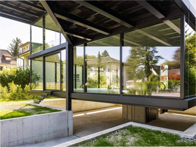 Monolito en diseño de casa de estructura de acero
