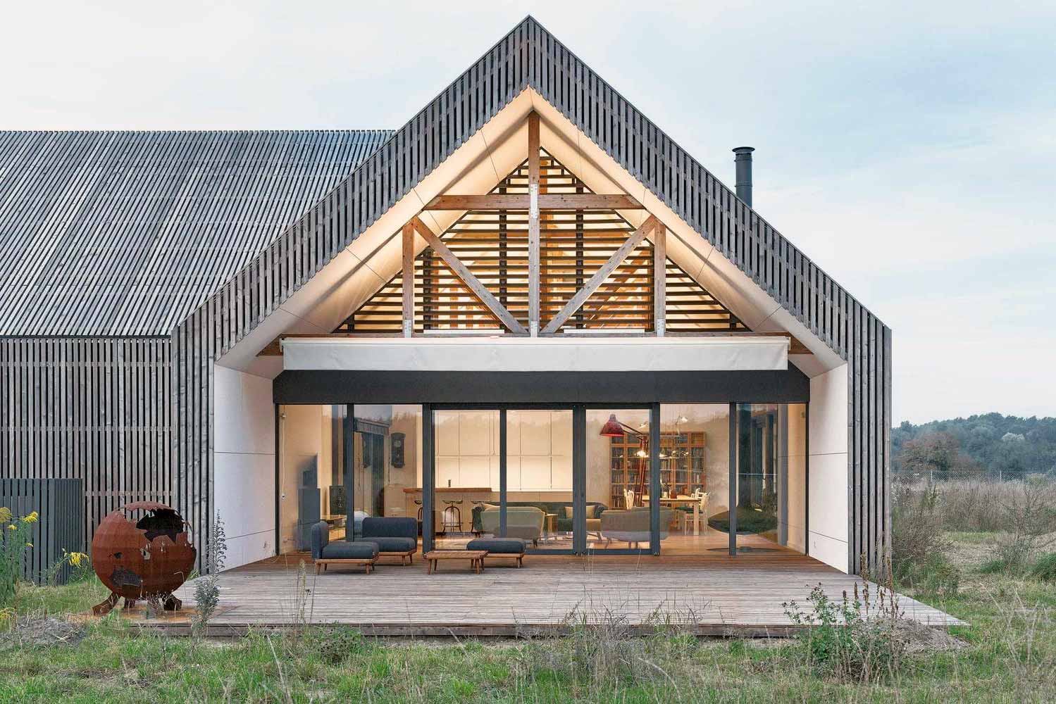 Extravagant idea of an open facade of a modern house