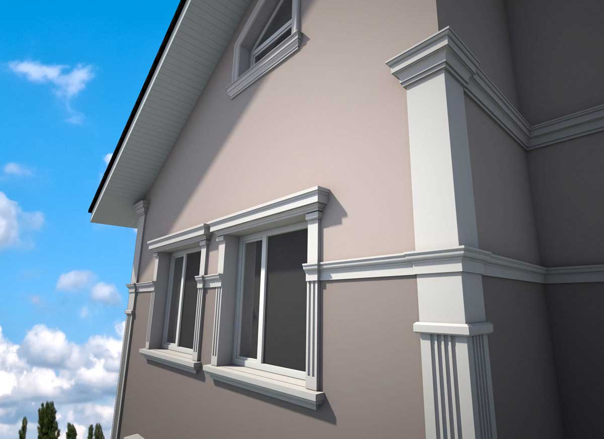 Diseño de casa 3D de dos colores en el exterior + Resultado