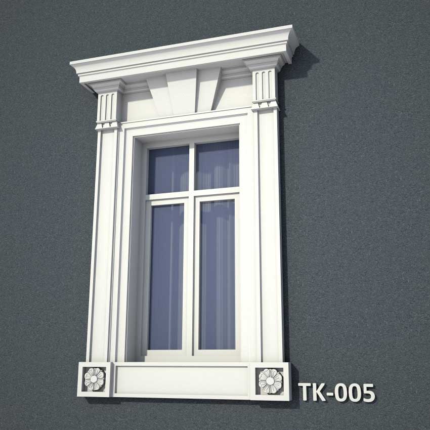 3Д модель строгой внешней отделки окна