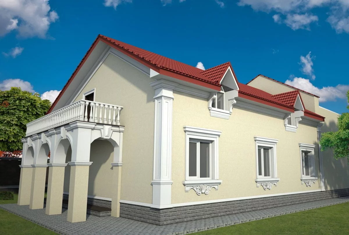 Cómo decorar las fachadas de casas color beige con molduras blancas? • 333+  Imágenes • [ArtFacade]