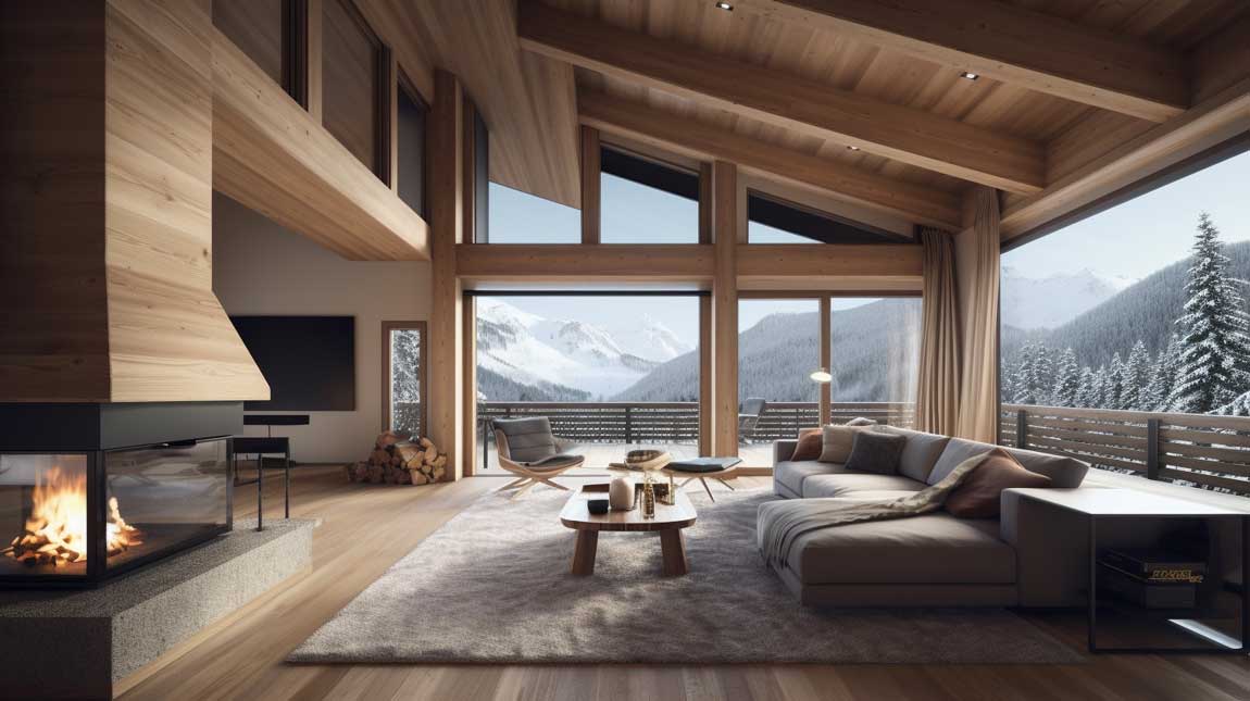Raw Wood And Polished Concrete Modern Chalet Interior Design That 