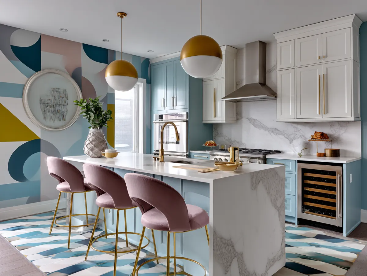 Spicing Up Culinary Spaces with Geometric Kitchen Wall Design