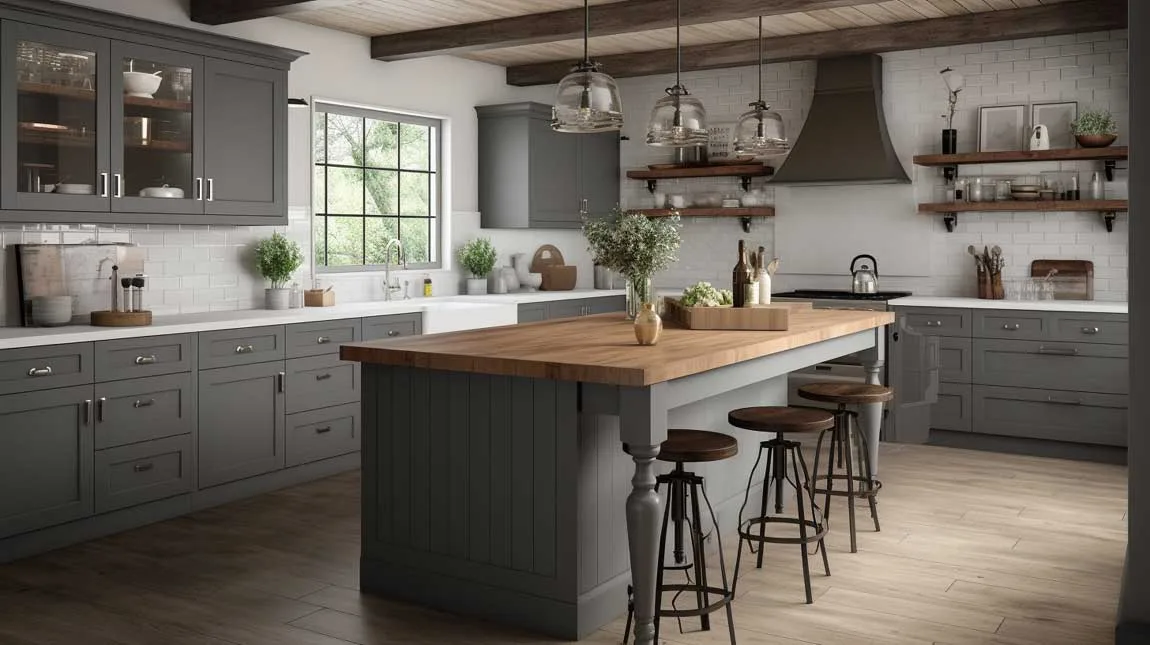 12+ Gorgeous Farmhouse Grey Kitchen Cabinets for a Modern Rustic Appeal