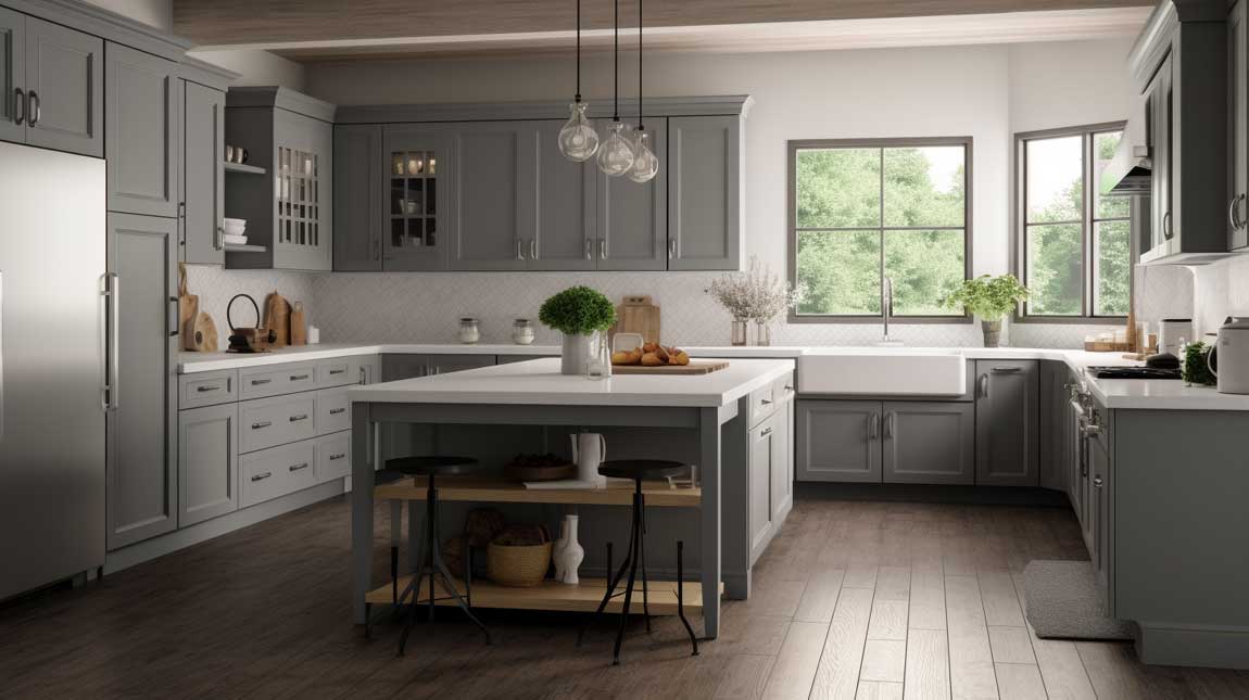 12+ Gorgeous Farmhouse Grey Kitchen Cabinets for a Modern Rustic Appeal ...