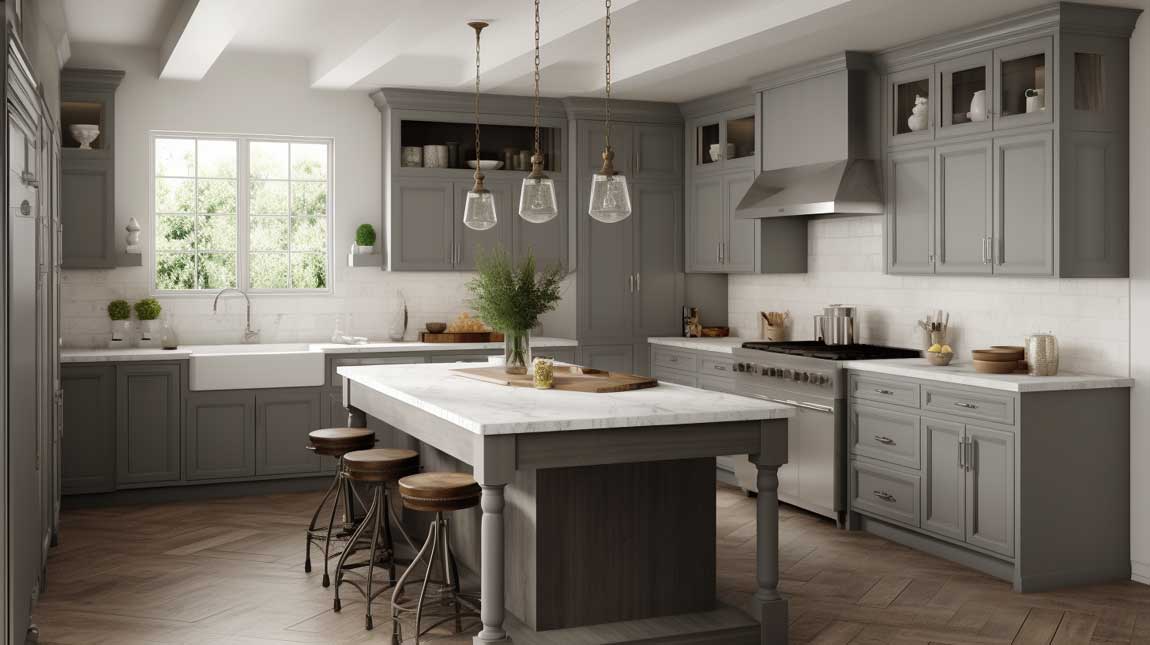 12+ Gorgeous Farmhouse Grey Kitchen Cabinets for a Modern Rustic Appeal ...