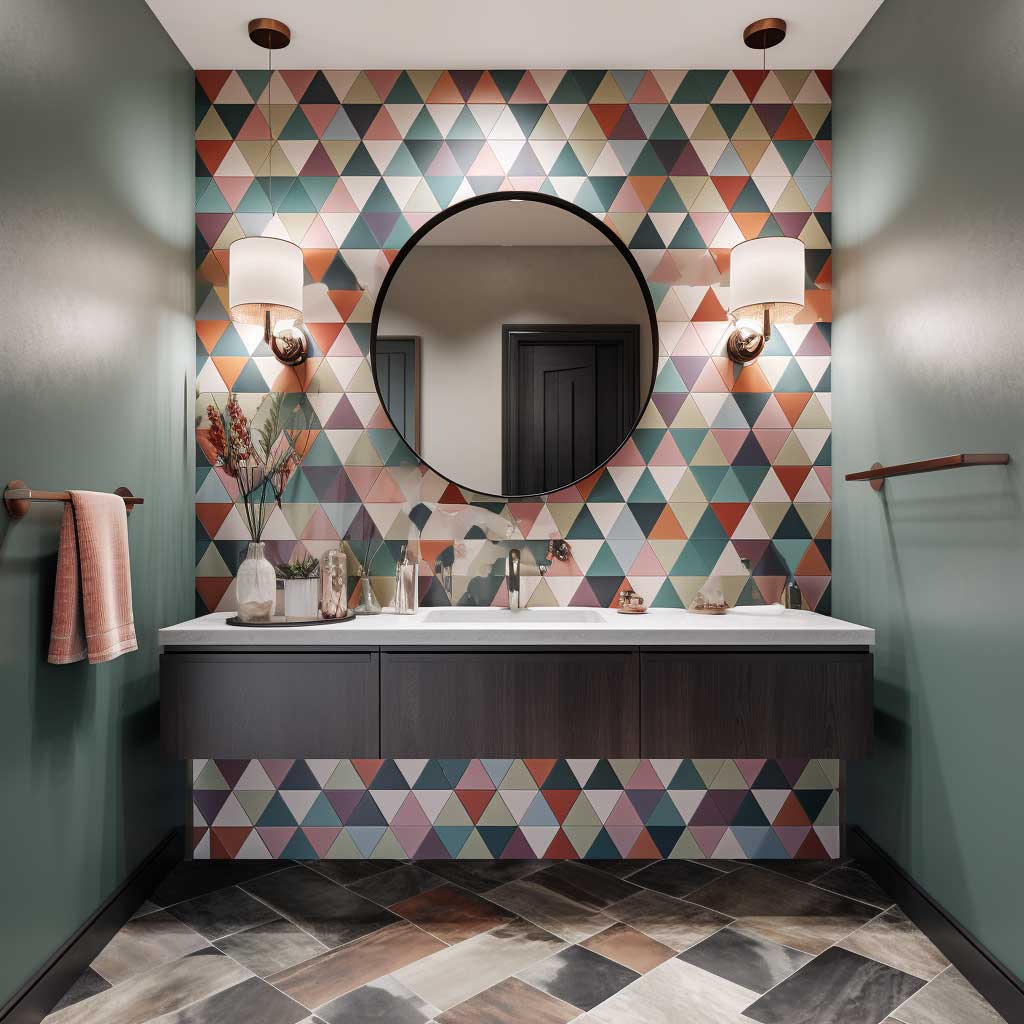 Elevating Aesthetics with Geometric Bathroom Wall Design