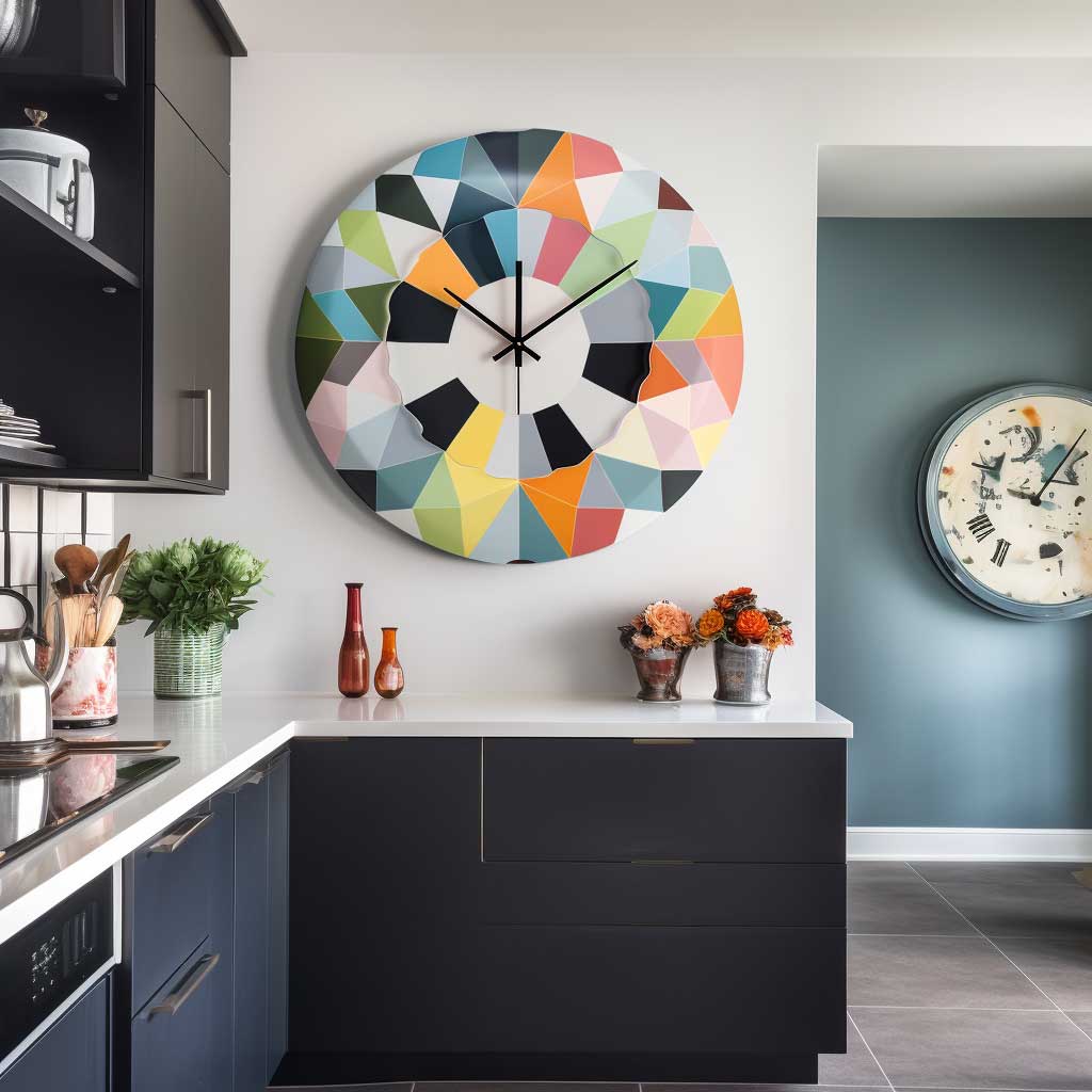 Modern Visions Geometric Wall Clock Transforms the Kitchen Space