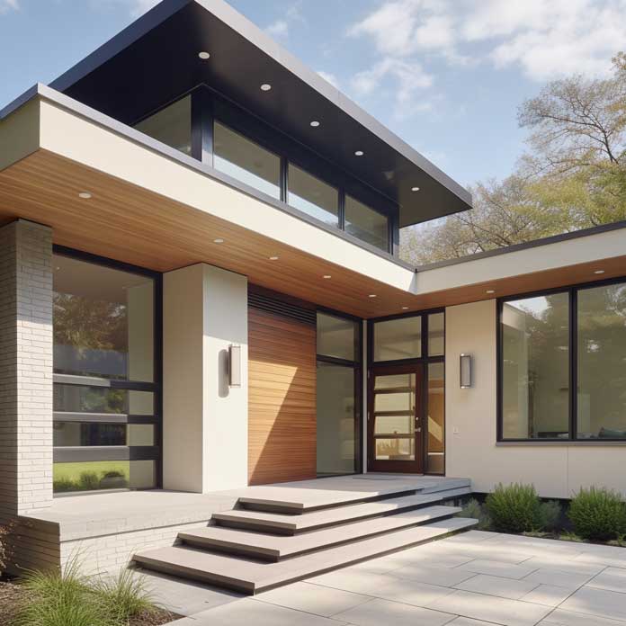 Modern roof cornice design with clean lines and minimalistic style on a contemporary house