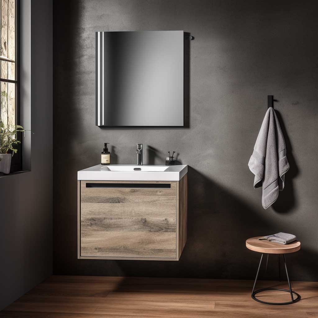Innovative compact vanity in a small modern bathroom