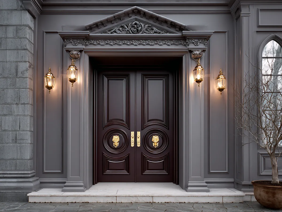 Timeless Elegance in a Classical Front Door with Decorative Trim - 3