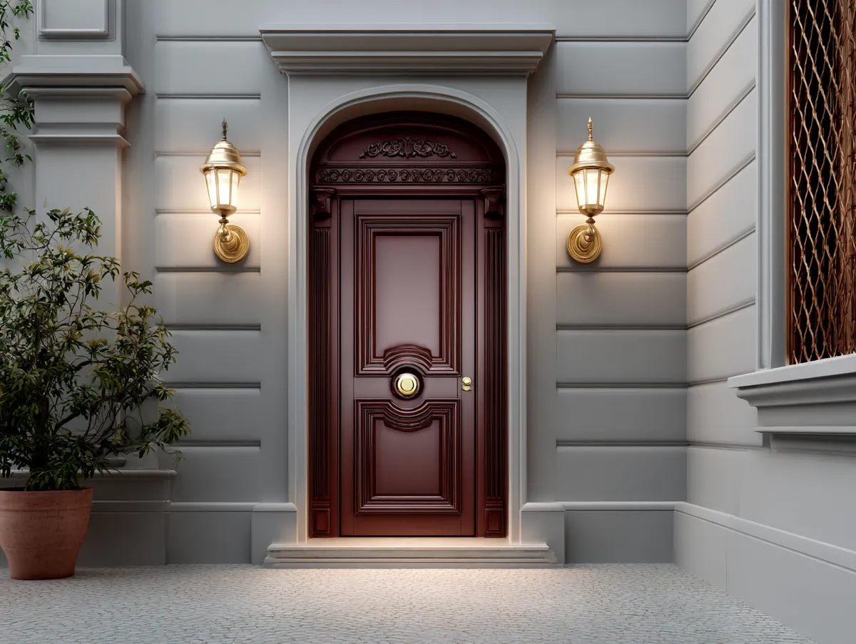 Timeless Elegance in a Classical Front Door with Decorative Trim - 4