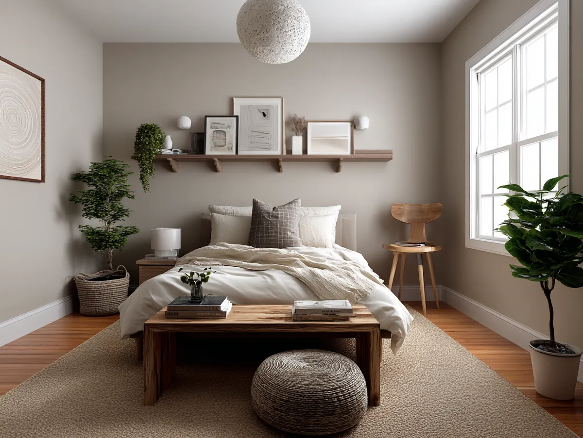 Calming Oasis in Japandi Small Bedroom - 4