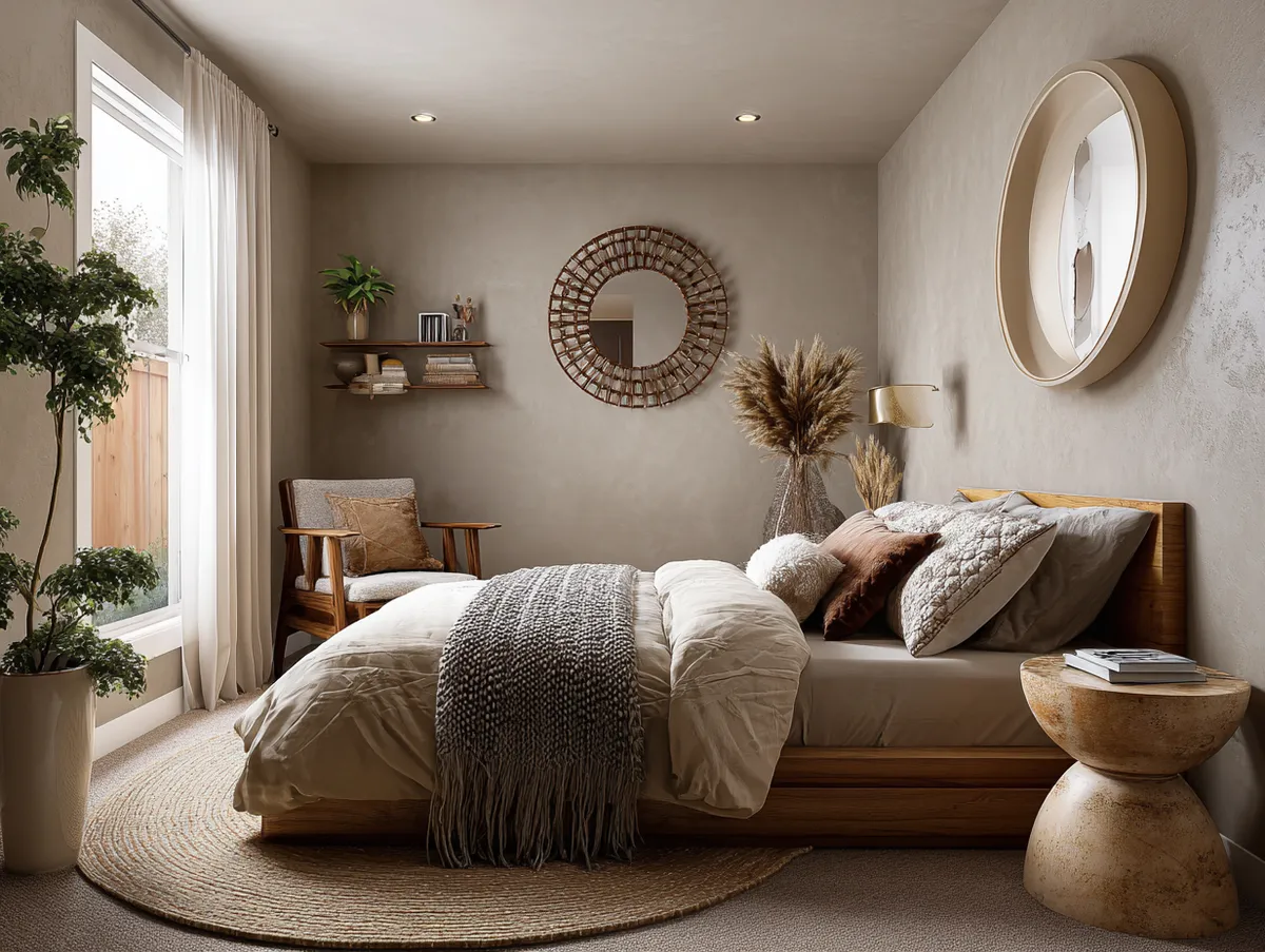 Warm Comfort in Japandi Small Bedroom - 2