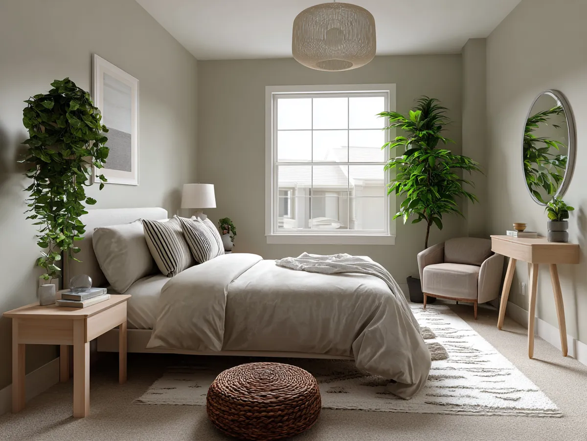 Calming Oasis in Japandi Small Bedroom - 2