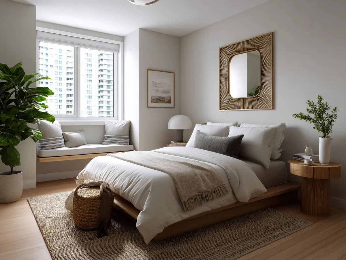 Calming Oasis in Japandi Small Bedroom - 3