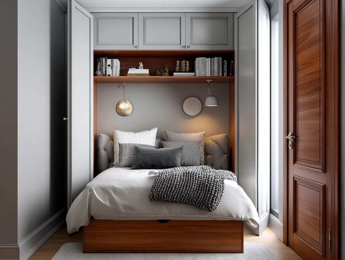 Compact Elegance in Japandi Small Bedroom - 2