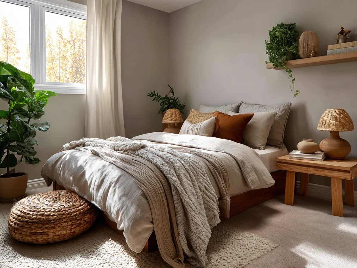 Warm Comfort in Japandi Small Bedroom - 4