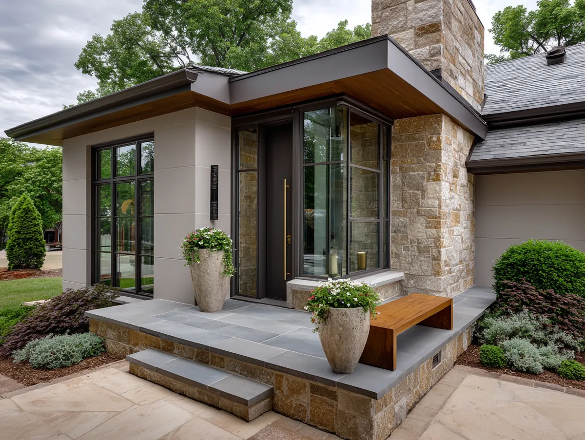 Sophisticated Simplicity with Stone Accented Outdoor Window Trim - 2