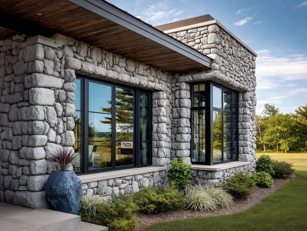 Sophisticated Simplicity with Stone Accented Outdoor Window Trim - 3