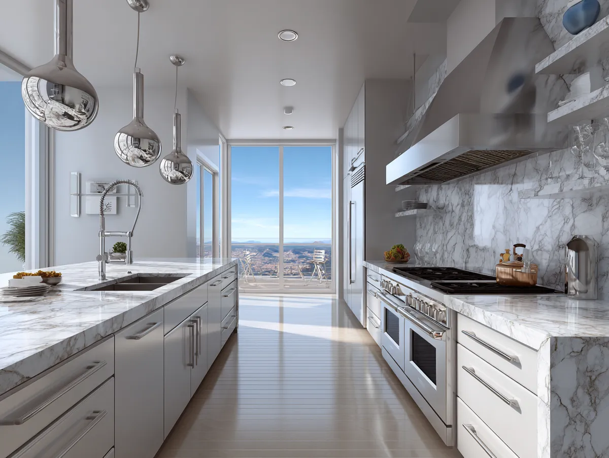Gray and white modern kitchen luxurious minimal design