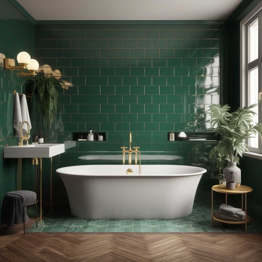 Modern Green Tile Bathroom 7 