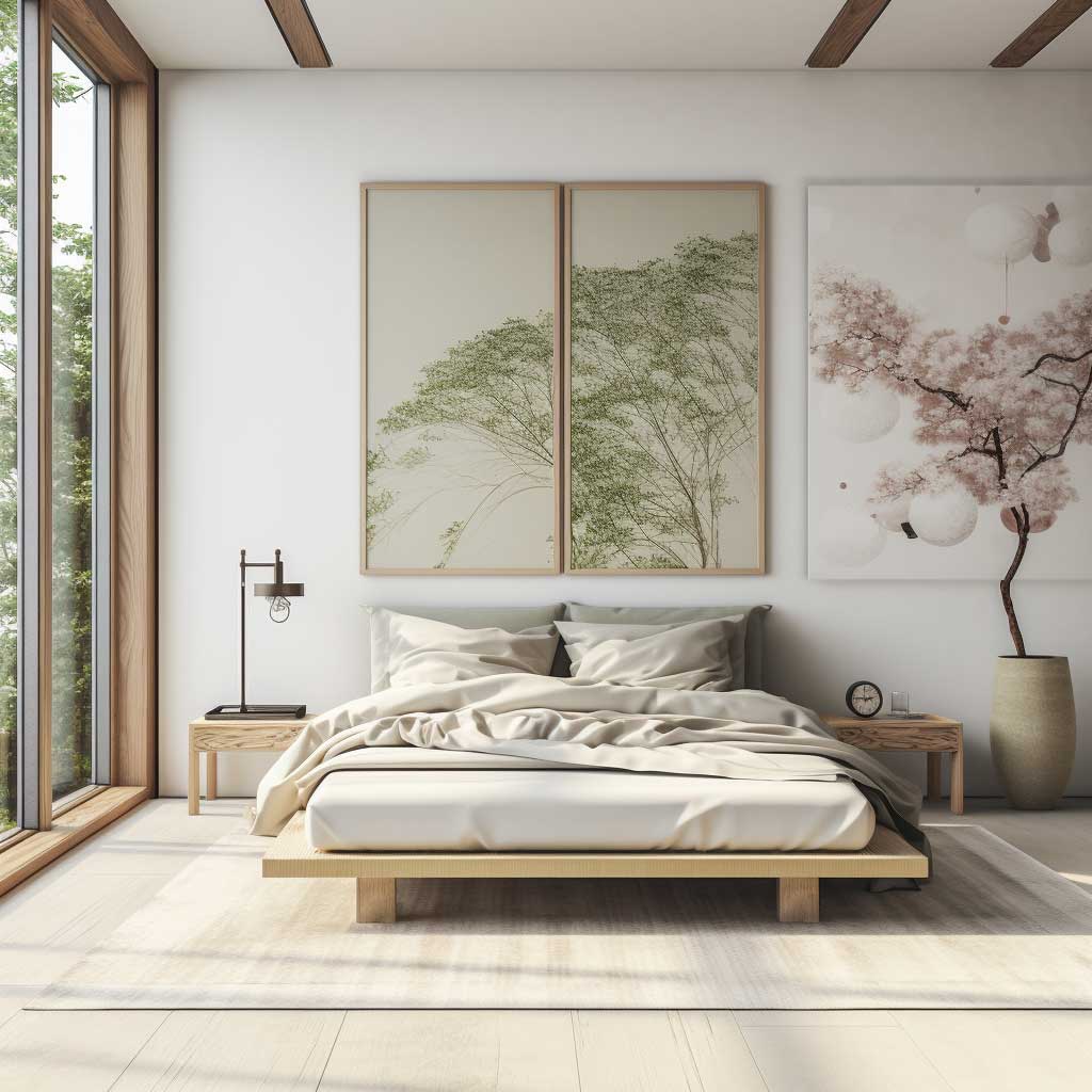 A tranquil Zen-inspired bedroom with a minimalist design, Zen decor  elements, and soft, natural light, offering a peaceful sanctuary for  relaxation and meditation. Generative Ai 31553176 Stock Photo at Vecteezy