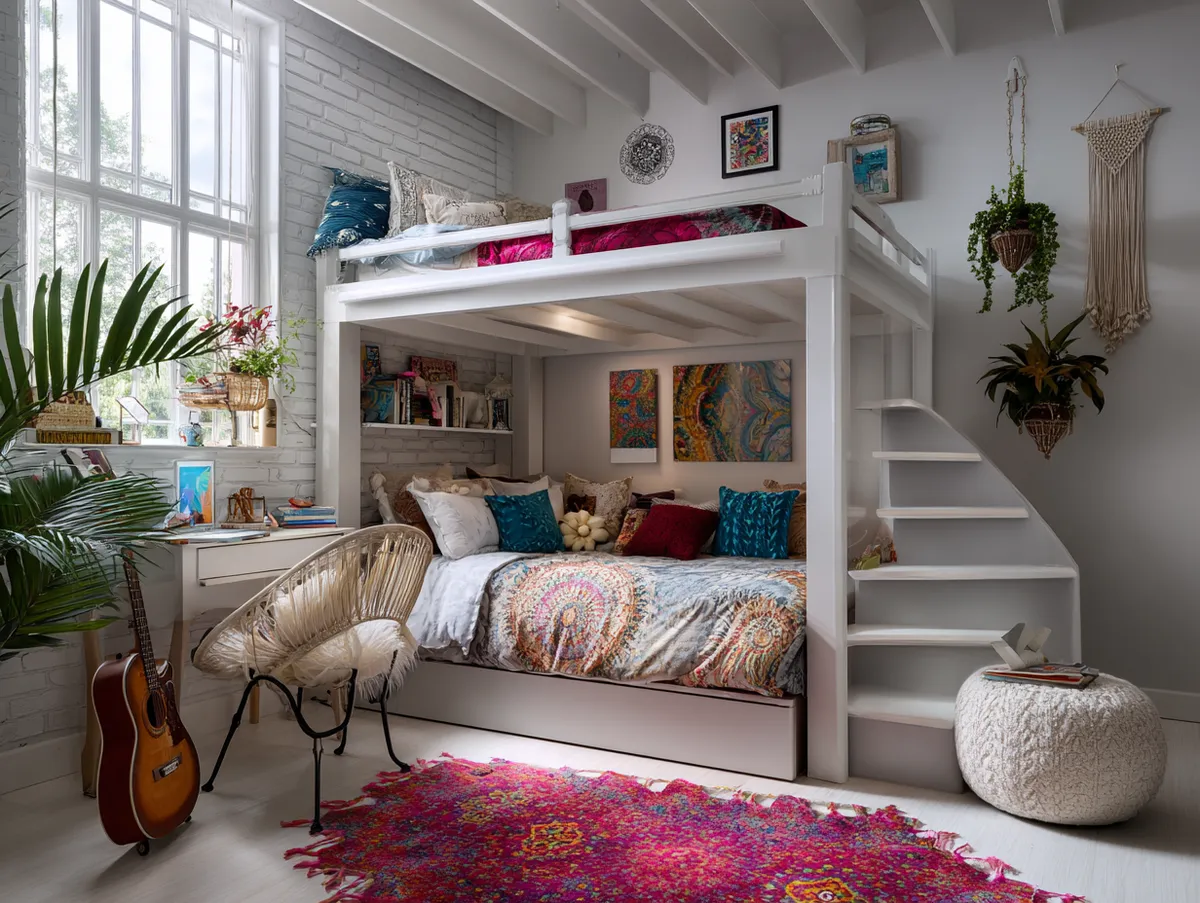 Stylish Loft Bed Idea for Artistic Teens - 3