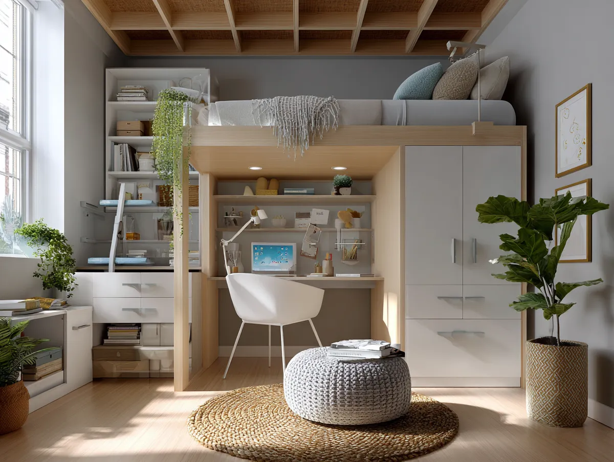 Modern Multi-Functional Loft Bed Design for Teens - 3