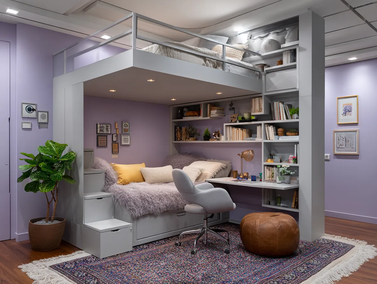 Modern Multi-Functional Loft Bed Design for Teens