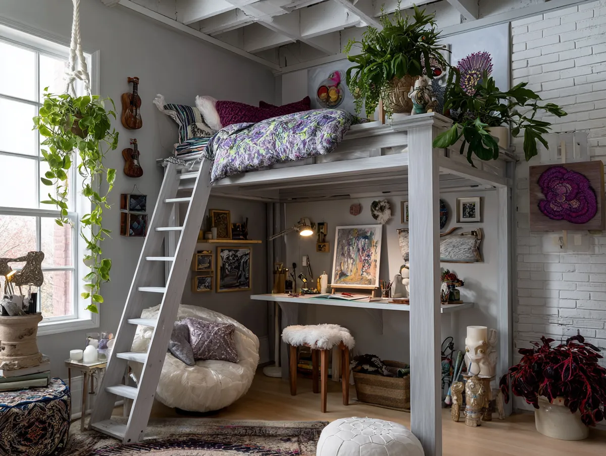 Stylish Loft Bed Idea for Artistic Teens - 2